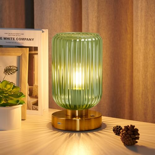 LightRound Cordless Table Lamp for Bedroom, 7500mAh Rechargeable Battery Operated Lamp, Modern Touch Dimmable Wireless Lam...