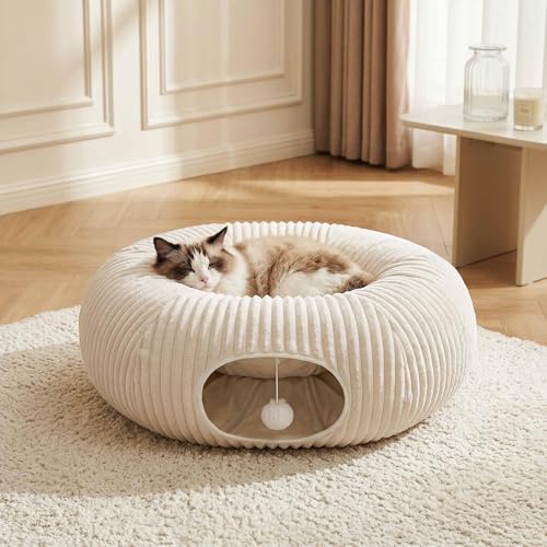MOYMO Cat Tunnel Bed with 40 Pcs Interactive Cat Toys, Cat Tube with Kitten Toys for Indoor Kittens, Collapsible Play Tunn...