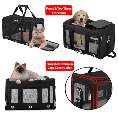 Soft Sided Cat/Dog Carrier,Collapsible Pets Travel Carriers for Pet/Puppy with Shoulder Strap & Removable Mat,Mesh Top Loa...