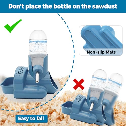 VANNON 3 in 1 Hamster Water Bottle No Drip Small Animal Water Bottle Automatic Bottle Dispenser with Food Container Base H...