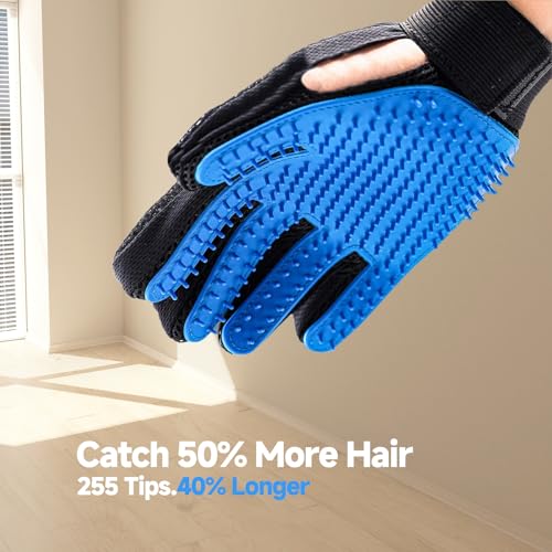 NVNAN Pet Hair Removal Glove for Dogs & Cats, 2-in-1 Deshedding Brush & Massage Mitt - Grooming Gloves for Shedding Contro...