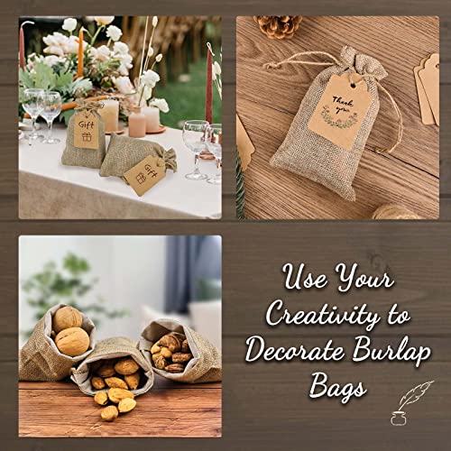 Jutieuo 25pcs Small Burlap Bags with Drawstring - 4x6 Inch Reusable Premium Linen Sacks Bags with Tag and String, Mini Gif...