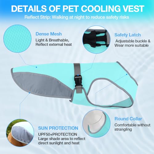 COMFPET Dog Cooling Vest for Summer, Lightweight Cooling Shirt for Small Dogs (22-44lbs), Ideal for Corgi, Shiba Inu, Fren...
