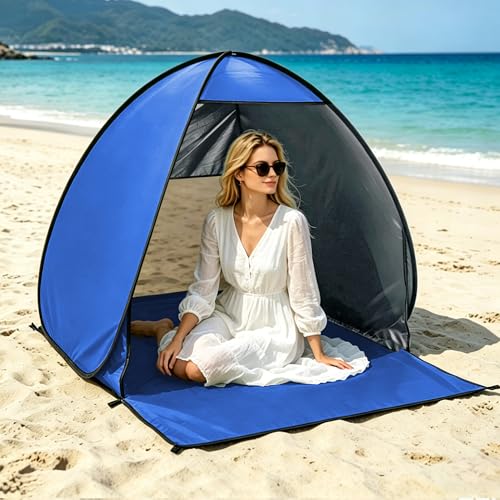 NARMAY Camping Tent, Pop Up Beach Tent, Portable Sun Shelter for 1-2 Person with UPF 50+ UV Protection - Blue