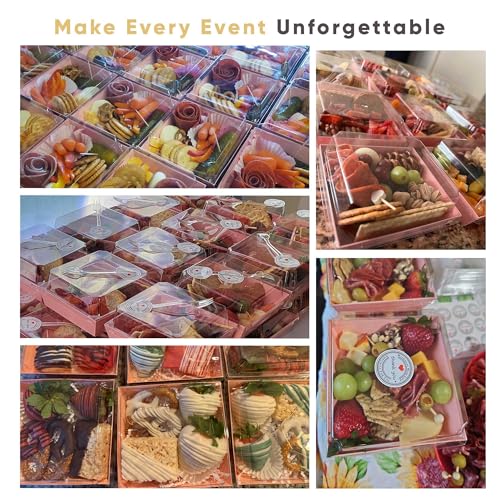Leafiew 50 Pack Small Clear Treat Boxes - Dessert Boxes To Go - 5Inch Disposable Paper Mini Containers for Cookie, Cake Sl...