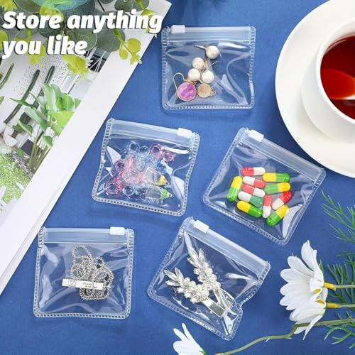 30 Pcs Jewelry Storage Rolls Travel Pouch : Clear Mini Bags for Organizing Pills, Jewelry, Small Essentials, Reusable Compact
