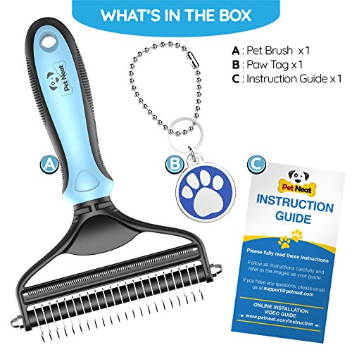Dog Brush and Cat Brush – 2 Sided Pet Grooming Tool for Deshedding, Mats & Tangles Removing – No More Nasty Shedding and F...