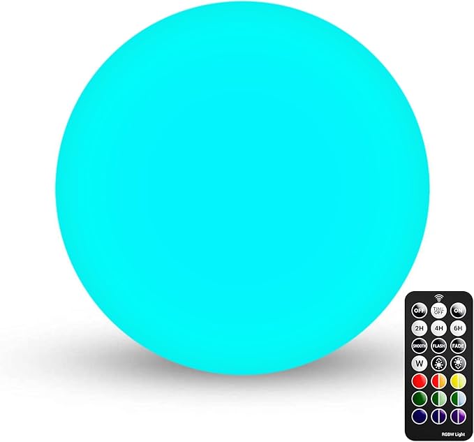 LOFTEK 6-inch LED Light Ball: Nursery Night Light with Remote Control, 16 RGB Color Changing & Dimming Rechargeable, Cordl...