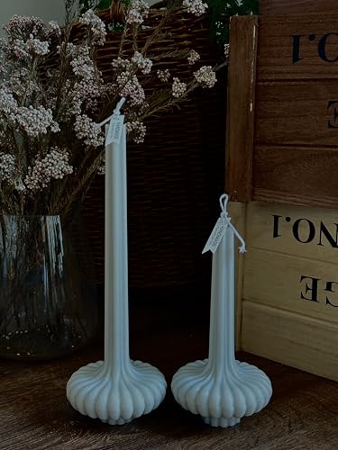 Hyznengu Pumpkin Base Candle - Set of 2 Handmade Pillar Scented Soy Wax Candles, Elegant Aesthetic Home Decor for Women, H...