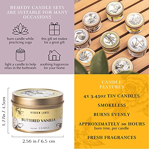 Hidden Label Fall Candles Set, 4 Pack Candle for Home Scented Aromatherapy Candle Gift Set for Women | Stress Relief | Med...
