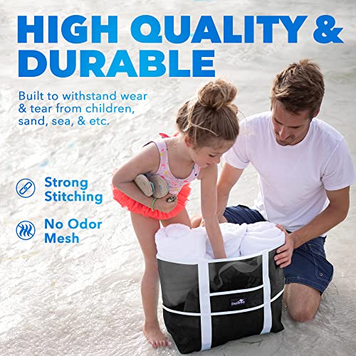 Dejaroo Mesh Sand Free Bag - Strong Lightweight Bag For Beach & Vacation Essentials. Tons of Storage!