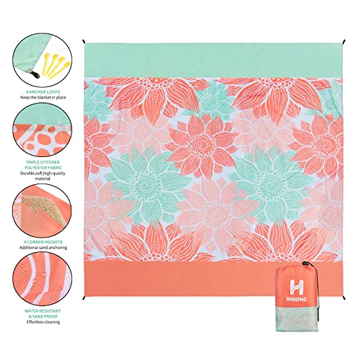 HIHOHO Beach Blanket Waterproof Sandproof Extra Large Beach Mat 79" X 83"/120"x108"for 1-8 Adults Quick Drying Durable Out...