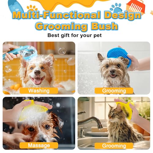 Peehss 3Pcs Dog Bath Brush, Dog Scrubber for Bath, Dog Shampoo Brush Bubble Maker, Dog Paw Washer, dog grooming Massage Br...