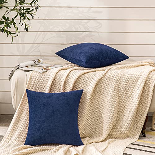 GAWAMAY Decorative Square Throw Pillow Covers 18"x18" Inch Set of 2, Super Soft Chenille Pillows Cover Fall Pillowcase for...