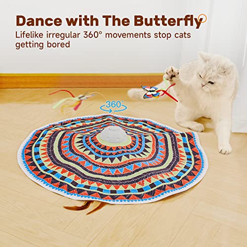 Potaroma Cat Toys Chargeable, 3in1 Hide and Seek, Automatic Interactive Fun, Fluttering Butterfly, Moving Feather, Kitten ...