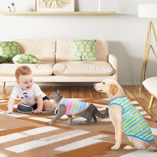 LyssKMK 4-Pack Dog Cooling Shirt Dog Summer Tank Tops Puppy Cooling Quick Dry Sleeveless Shirts with Stripe Beach Seafish ...
