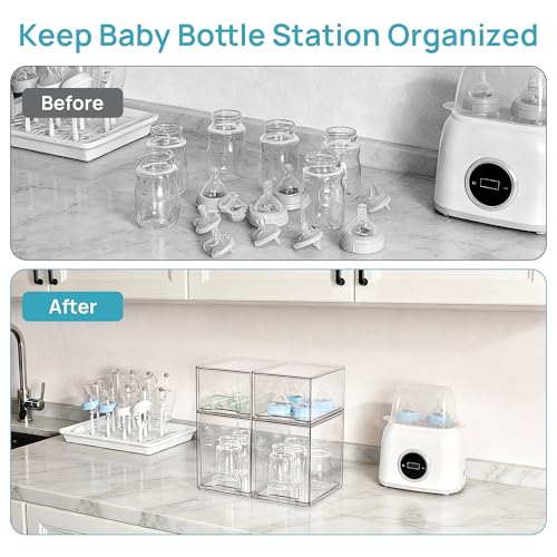 Vtopmart Stackable Storage Drawers Set of 5, Clear Plastic Organizer Bins for Baby Bottle, Beauty Supplies Storage, Ideal ...