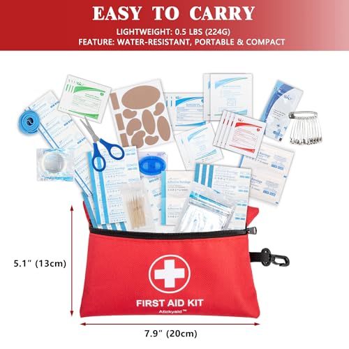 Atickyaid Mini First Aid Kit - 140 Piece Small First Aid Medical Kit for Car, Home, Office, Travel, Camping, Sports, Outdo...