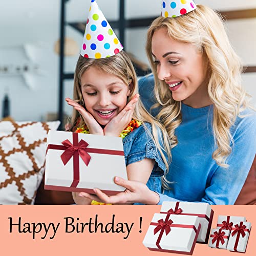 Eerbaier Gift Box for Present, Set of 5 Gift Boxes with Lids, Boxes for Gifts, Red Gift Boxes with Ribbon for Birthday, Mo...
