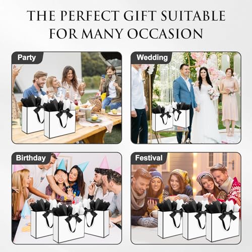 Ethhqu 3 Pack Elegant Large Gift Bags with Handles, 12.6x10x4 Inch - Set Includes Tissue Paper & Cards for Birthday, Baby ...