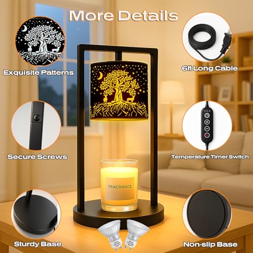 Candle Warmer Lamp with Timer Dimmer, 4 Adjustable Brightness Electric Candle Wax Melt Warmer, Best Birthday Gifts for Wom...