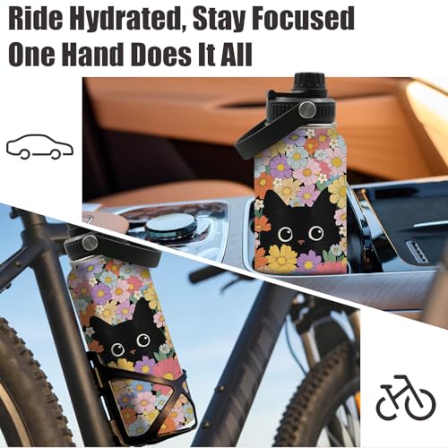 CGMIBAS Cat Water Bottle 32oz - Insulated Stainless Steel for Pets - Leak Proof Straw Lid, BPA-Free - Ideal Cat Gifts for ...