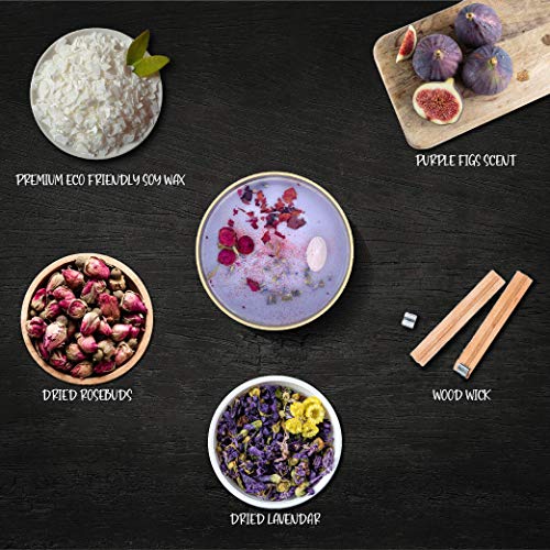 Fifi Peony's Gemstone Candles - Infused with Healing Rose Quartz Crystals and Hand Placed Dried Flowers. Scented with Soot...