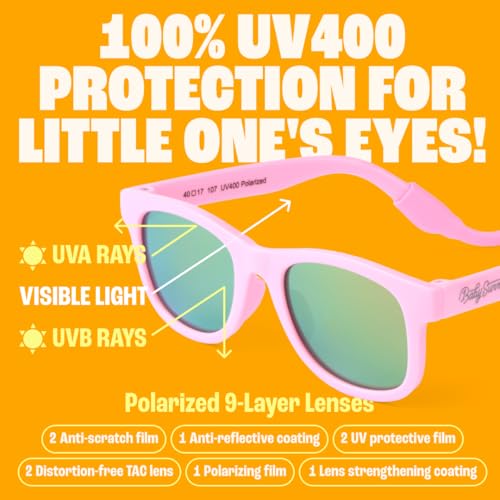 Polarized Baby Sunglasses With Strap - Unbreakable Flexible Infant Sunglasses For Toddlers Newborns 0-24 Months
