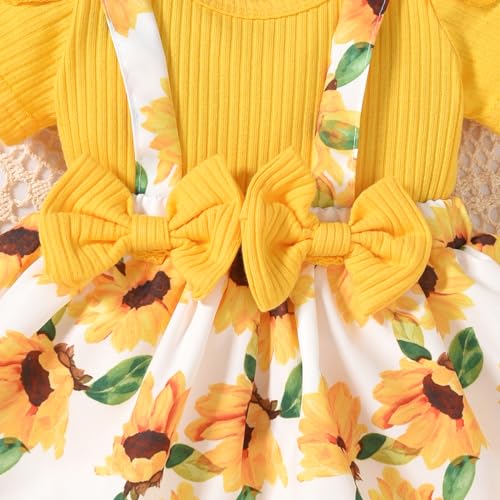Unutiylo Preemie Newborn Baby Girl Clothes Romper Suspender Dress Summer Outfits Ruffle Short Sleeve Set