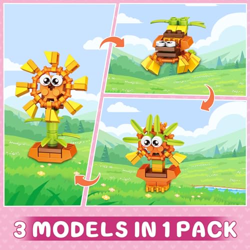 IMCUAMK 36 Packs Valentines Party Favors Building Blocks, Ideal for Kids Classroom Exchange, Flower Bouquets Building Set,...