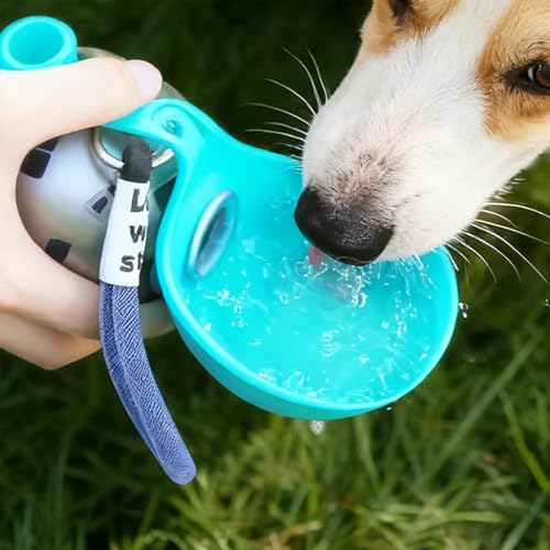 Foldable Pet Water Bottle, Portable Leak Proof Dog Water Bottle with Silicone Drinking Bowl, 304 Stainless Steel Travel Wa...
