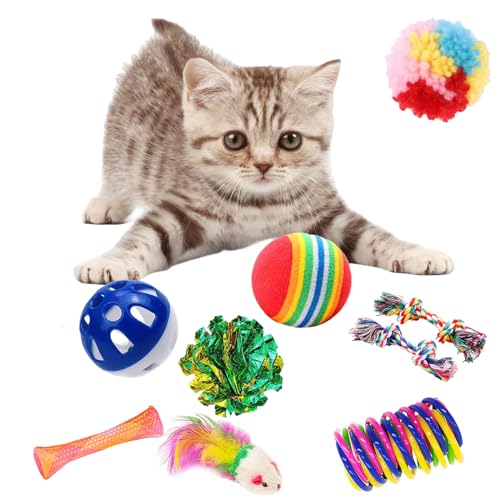 KITCHSTAR 46 PCS Cat Toys for Indoor Cats, Kitten Toys with Cat Spring Toy, Mint Catnip with Crinkle Mouse Ball for Indoor...