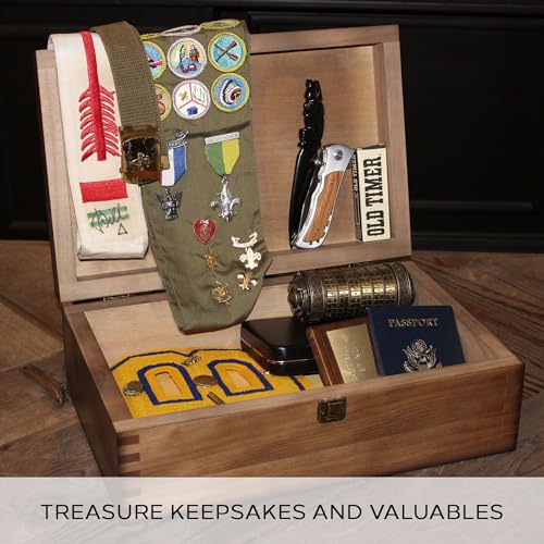 GUYTRENDz Stained Wooden Keepsake Box, Large Memory Box for Keepsakes, Decorative Storage Box for Memories, Jewelry, & Pho...