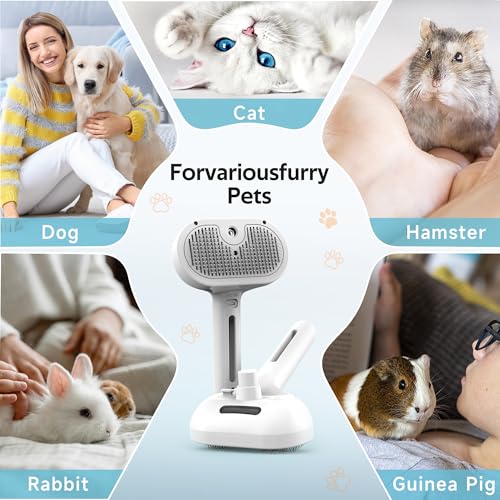 Pet Grooming Brush with Electronic Mist Spray - Gentle Deshedding Tool for Cats & Dogs, Pet Steam Brush，Reduces Shedding, ...