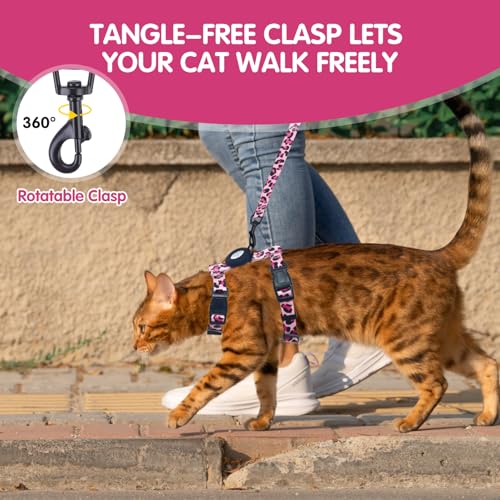 BINGPET Cat Harness with Airtag Holder, Cat Harness and Leash Set Escape Proof for Walking Travel Outdoor, Soft Adjustable...