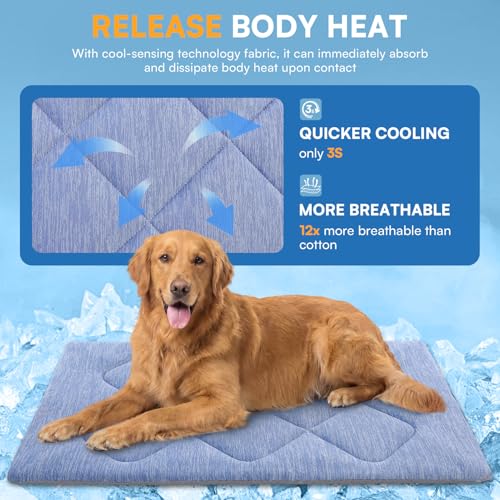 Queenmore Dog Cooling Mat, Cool Dog Mat, Portable Flat Pet Pads for Dogs, Materials Safe, Washable Non-Slip Cooling Pet Pa...