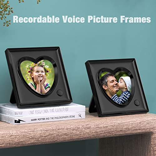KWANWA Recordable Picture Frame – 20-Second Voice Recording, 3.9x3.9 Heart Shape Photo Frame, Personalized Keepsake for Lo...