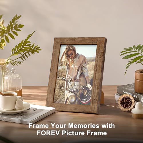 TOFOREVO Picture Frames 4x6 Set of 2 Rustic Wood Grain Photo Frame for Gallery Wall Mounting or Tabletop Display