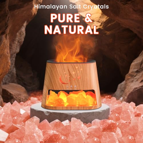 Essential Oil Diffuser : 260ml Aromatherapy Diffuser & Himalayan Salt Lamp with Remote Control & Timer,Cool Mist Humidifie...