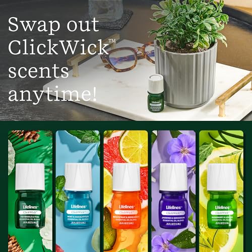 ClickWick Essential Oil Blends for Lifelines Diffusers, 4-Pack Discovery Set - Essential Oil Blend Refill for Candle, Plan...