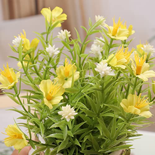 Artificial Flowers, Daisy Flower with Vase Silky Artificial Daisies Bouquet Fake Plant Bonsai for Home Office Wedding Deco...