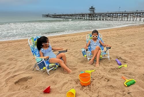 Evolve Heritage Collection Premium Kids Beach Chair w/Wood Arms & Backpack Carry - Ultra-Lightweight, Foldable, Reclining,...