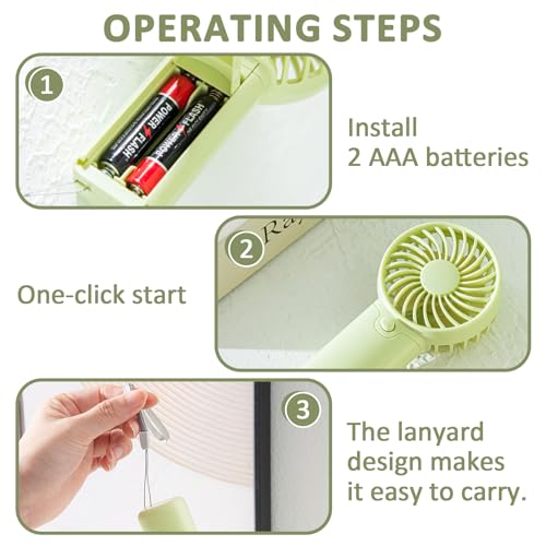 FZRMU Portable Handheld Fan, AAA Battery Powered Mini Fan, No Charging Needed, Quiet Personal Cooling Fan for Travel, Camp...
