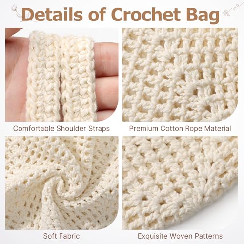 Crochet Tote Beach Bags for Women, Mesh Beach Tote Knit Bag, Summer Vacation Aesthetic Boho Hobo Shoulder Bag