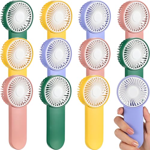 Sumind 12 Pcs Small Personal Portable Fan Mini Handheld Bulk 1 Speed Electric Cute Battery Powered for Neck Lash Makeup Wo...