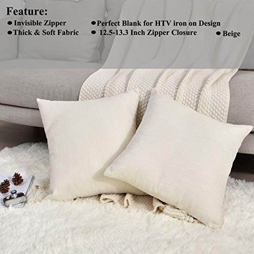 LisBiya Pack 8 Linen Throw Pillow Covers Set Cushion Case for Sofa Bedroom Car, Blank for HTV Iron on Design,18x18 Inch