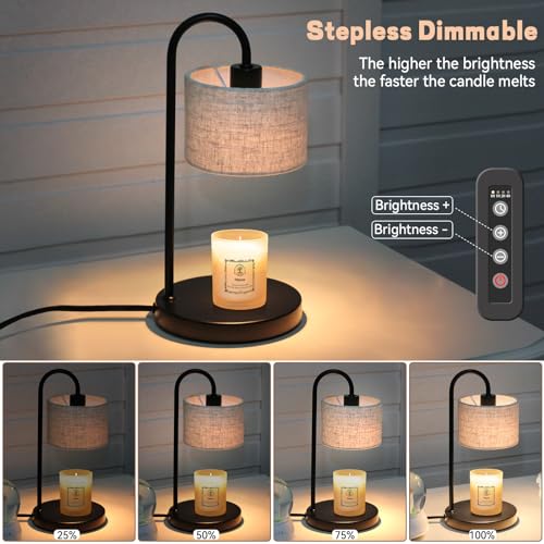 FINCMY Candle Warmer Lamp with Timer, Dimmable Candle Wax Warmer Candle Lamp Warmer for Scented Candles with 2 Bulbs, Moth...