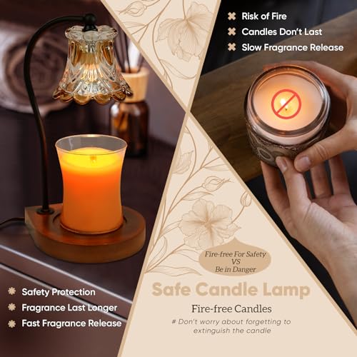 BODEVEDOB Candle Warmer Lamp with Timer,Dimmable Electric Fragrance Wax Warmer,Elegant Home Decor Melt Warming Heater As B...