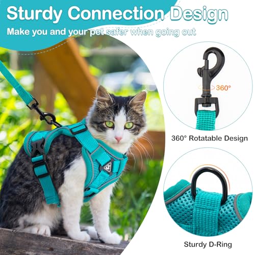 Cat Harness and Leash for Walking Soft Cat Harness Escape Proof, Adjustable Kitten Harness Cat Leash Reflective Strips Jac...