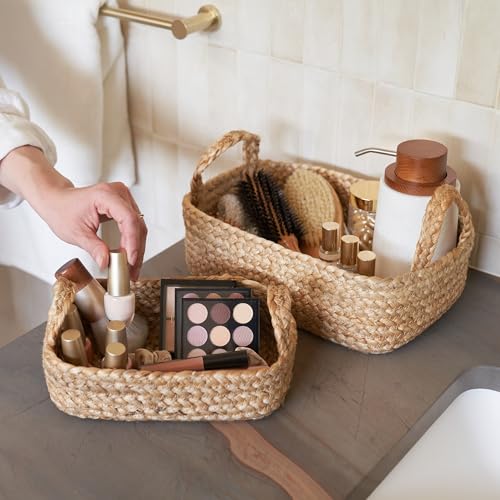 Beautiful Storage Basket Set of 4 - Natural Jute Rope Baskets for Shelves Are Perfect for Organizing Your Home - Quality S...